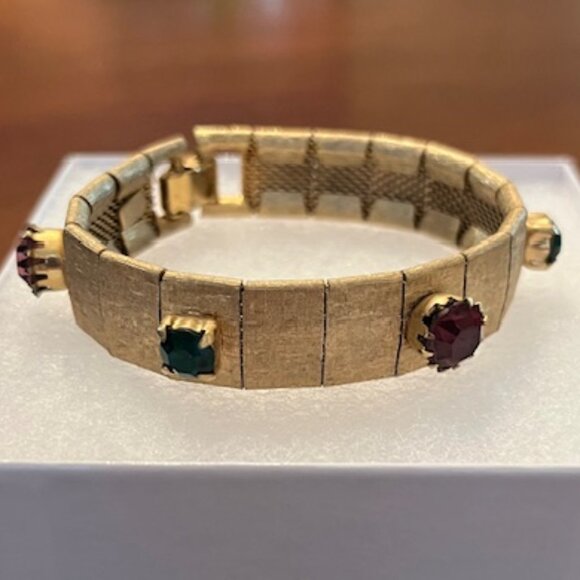 Vintage Act II Gold Tone Jeweled Bracelet - Picture 4 of 9